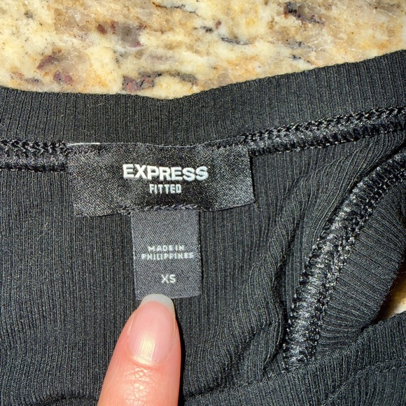 Express Black Ribbed Racerback Tank - Picture 2 of 3